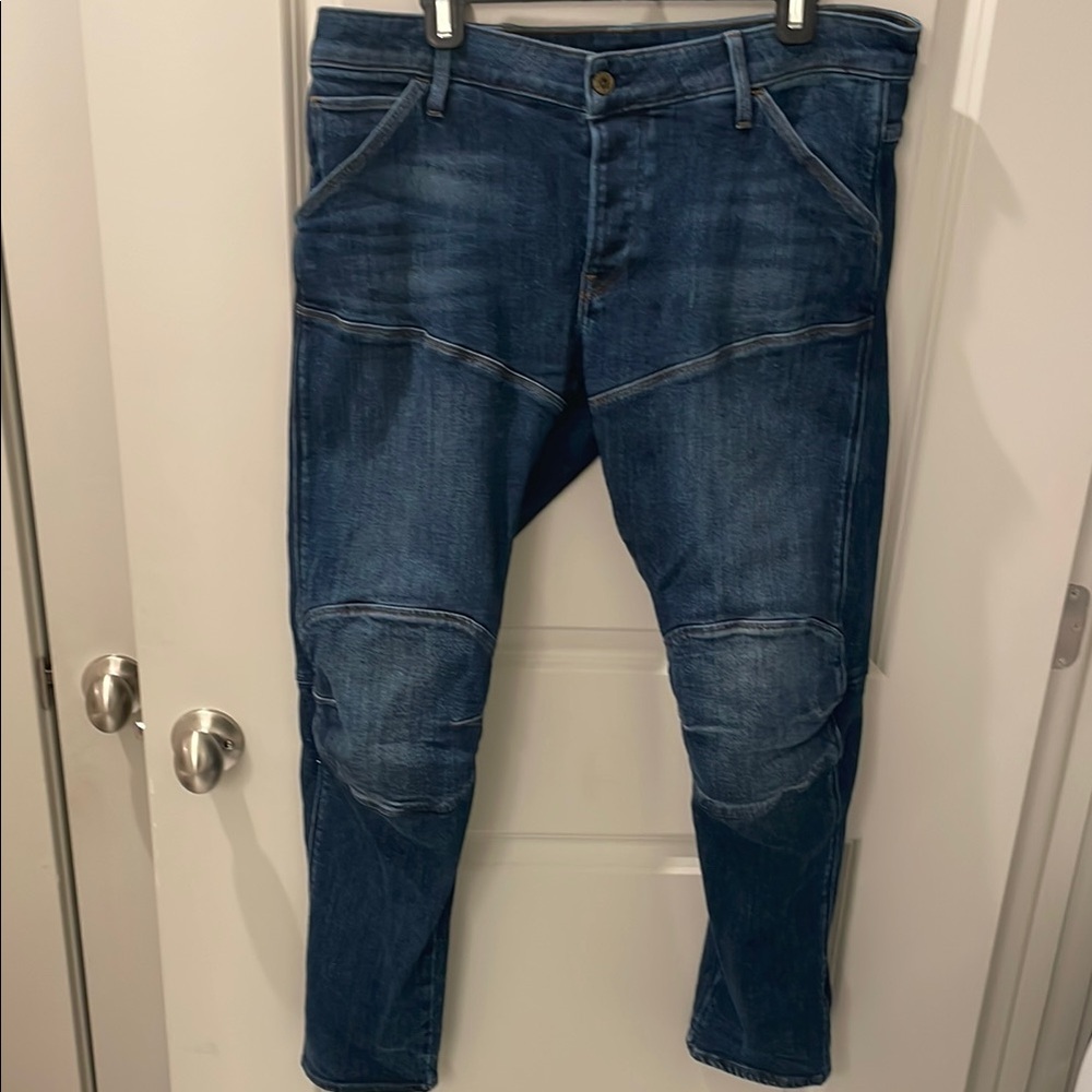 G-Star Blue Slim Jeans with Reinforced Knee Panels